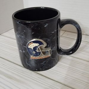 Denver Broncos 3D Raised Helmet Black & White Marbled Coffee Mug Collectible NFL